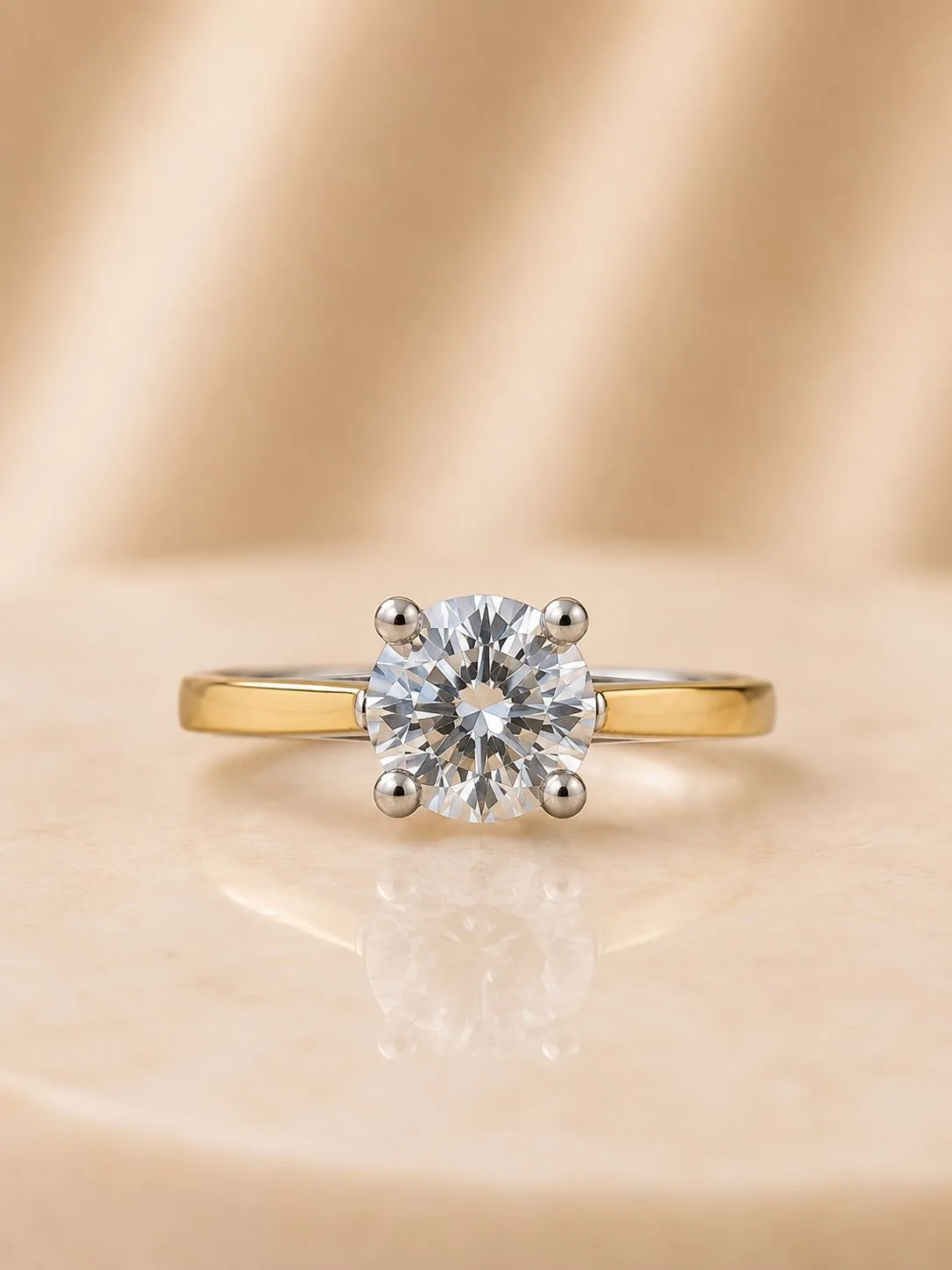 Anillo solitario Plata y Oro