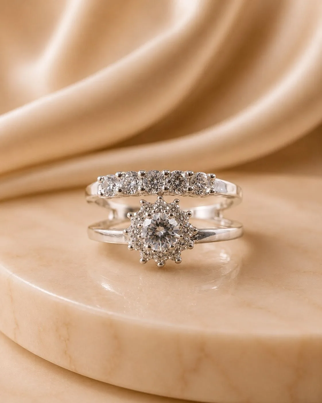 Anillo doble Flor