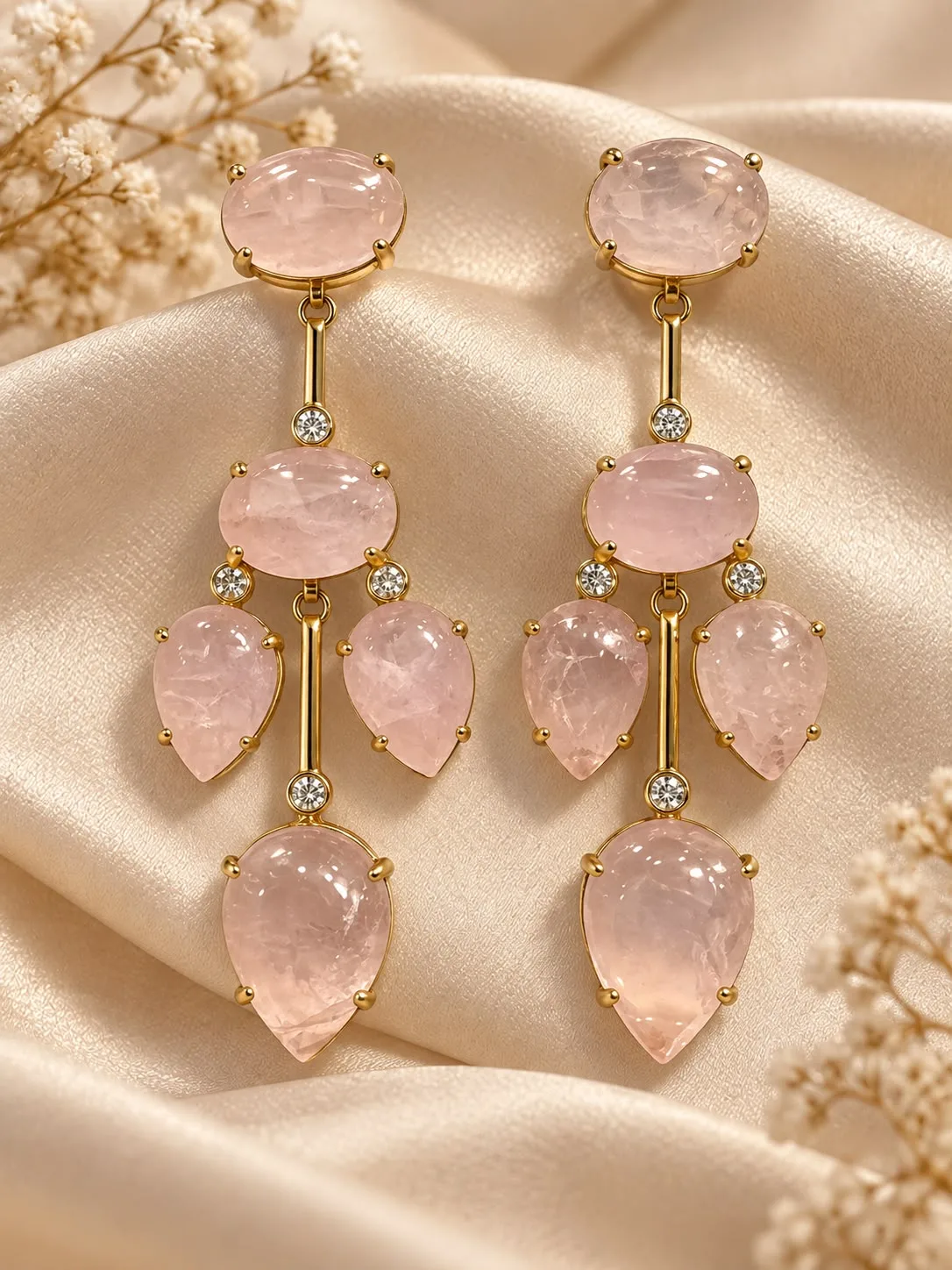Aros Cuarzo rosa